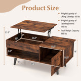 Tangkula Lift Top Coffee Table with Storage, Living Room Table with Hidden Compartment, Cabinet & Open Shelf