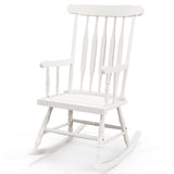 Tangkula Patio Rocking Chair Solid Wood, Outdoor Porch Rocker Chair, Ideal for Garden, Backyard & Balcony