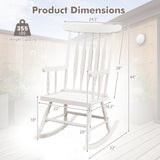 Tangkula Patio Rocking Chair Solid Wood, Outdoor Porch Rocker Chair, Ideal for Garden, Backyard & Balcony