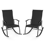 Tangkula Patio Rocking Chairs Set of 2, Outdoor Rocking Chair with Smooth & Safe Rocking Motion, Ergonomic Backrest