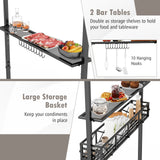 Tangkula 8x5 Ft Grill Gazebo, 2-Tier Barbecue Gazebo with 2 Shelves, 10 Hanging Hooks, Bottle Opener & Storage Basket