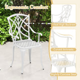 Tangkula 5 Pieces Cast Aluminum Outdoor Dining Set, Round Dining Table with 2.5” Umbrella Hole & 4 Armchairs