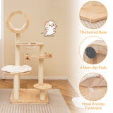 Tangkula Solid Wood Cat Tree, 4-in-1 Building Block Large Cat Tower with Space Capsule Nest, Sisal Scratching Posts