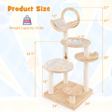 Tangkula Solid Wood Cat Tree, 4-in-1 Building Block Large Cat Tower with Space Capsule Nest, Sisal Scratching Posts