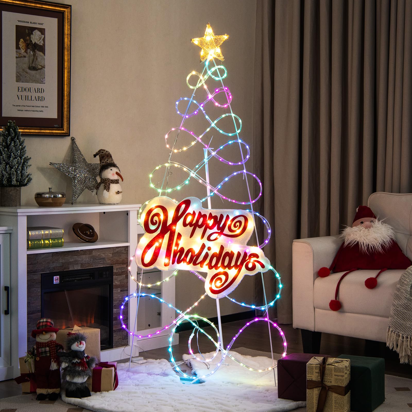 Tangkula 5.6 FT Multi-Color Changing Lighted Christmas Tree Neon Sign