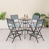 Counter Height Folding Bar Chairs with Back and Footrest - Tangkula