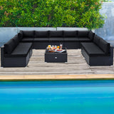 Tangkula 10 Pieces Patio Sofa Set, Outdoor Wicker Conversation Set with Soft Cushions