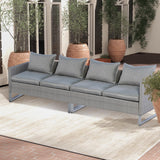 Tangkula 2 Pieces Patio Furniture Sofa Set, Patiojoy Wicker Conversation Set with Cushions and Sofa Clips
