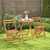 Tangkula 3 Pieces Folding Patio Bistro Set, Solid Acacia Wood Table and Chairs