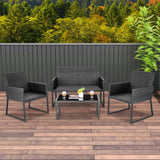 Tangkula 4 Pieces Wicker Patio Furniture Set with Quick-Drying Foam