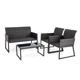 Tangkula 4 Pieces Wicker Patio Furniture Set with Quick-Drying Foam