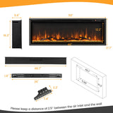 Tangkula 50 Inches Electric Fireplace Inserts, Recessed, Wall Mounted and Freestanding 1500W Slim Fireplace Heater with Remote Control