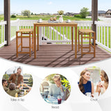 Tangkula 5 Piece Outdoor Acacia Wood Bar Table Set