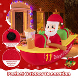 Tangkula 7 FT Christmas Inflatable Santa Claus Rowing Boat with Navigation Light