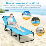 Tangkula Beach Lounge Chair, Folding Sunbathing Recliner with Face Hole