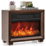 Tangkula Electric Fireplace Heater, 750W Mini Wooden Tabletop Fireplace with Realistic Flame