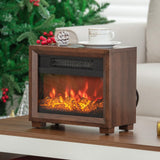 Tangkula Electric Fireplace Heater, 750W Mini Wooden Tabletop Fireplace with Realistic Flame