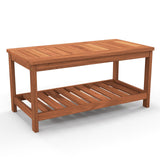 Tangkula Hardwood Outdoor Patio Coffee Table