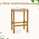 Tangkula 30 Inches high Acacia Wood Heavy Duty Bar Height Stools with PE Rattan Saddle Seat