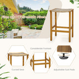 Tangkula 30 Inches high Acacia Wood Heavy Duty Bar Height Stools with PE Rattan Saddle Seat