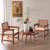 Tangkula Outdoor Dining Chairs Set, Weather-Resistant Heavy Duty Slatted Wood Patio Chairs with Soft Padded Cushions