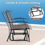 Tangkula Patio Swing Glider Chairs Set of 2, Outdoor Metal Glider Armchairs