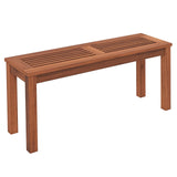 Tangkula Patio Wood Bench, 2-Person Solid Wood Bench with Slatted Seat