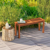 Tangkula Patio Wood Bench, 2-Person Solid Wood Bench with Slatted Seat