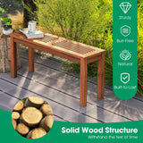 Tangkula Patio Wood Bench, 2-Person Solid Wood Bench with Slatted Seat