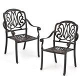 Tangkula Set of 2, Set of 4 Cast Aluminum Patio Dining Chairs, Stackable Outdoor Dining Chairs with Armrests