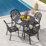 Tangkula Set of 2, Set of 4 Cast Aluminum Patio Dining Chairs, Stackable Outdoor Dining Chairs with Armrests