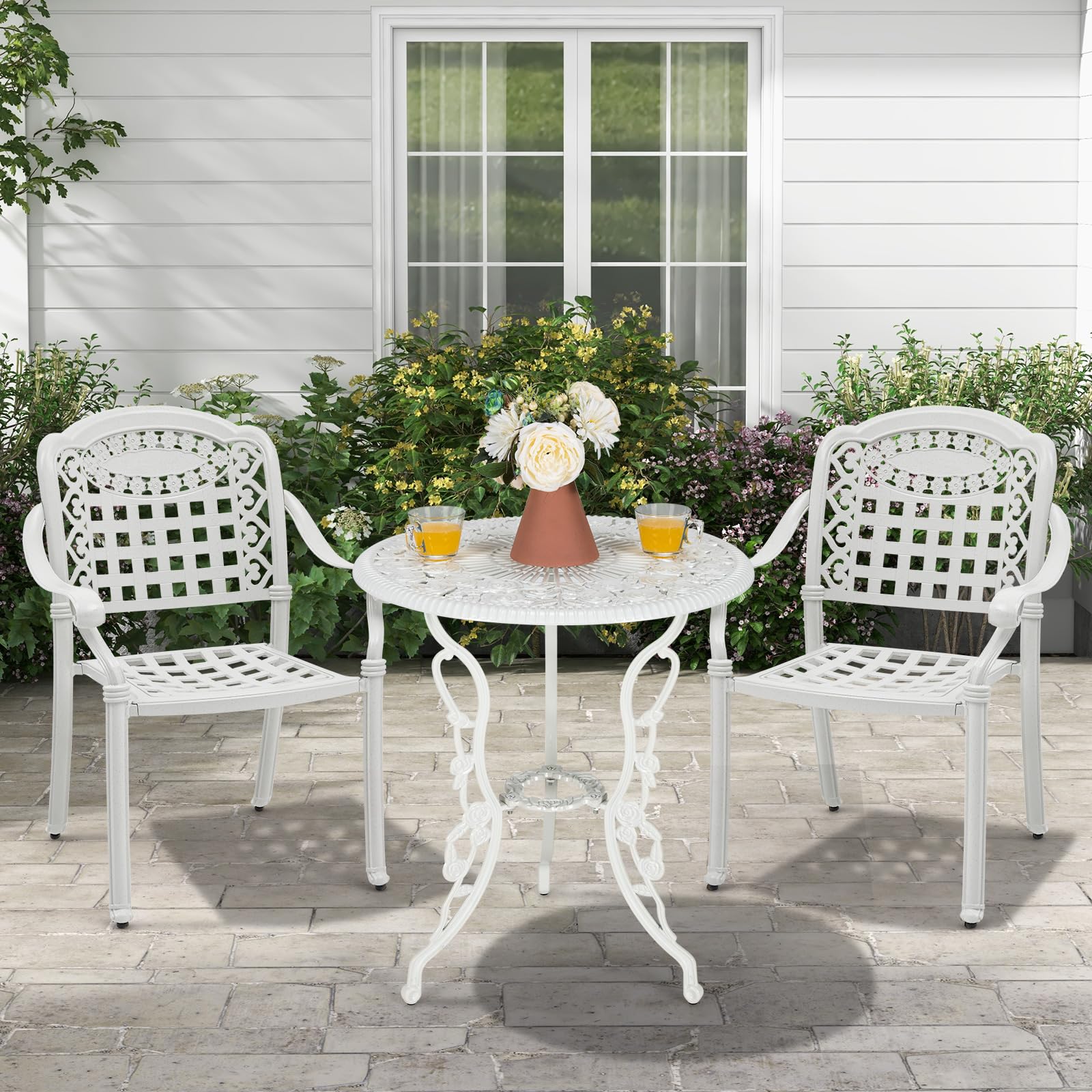 Set of 2 Cast Aluminum Patio Dining Chairs - Tangkula