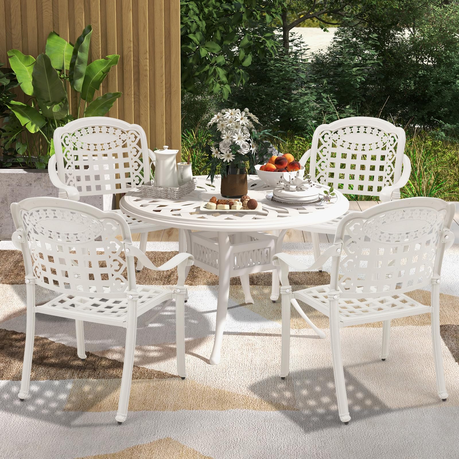 Set of 2 Cast Aluminum Patio Dining Chairs - Tangkula