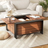  Square Farmhouse Coffee Table with Hidden Storage - Tangkula