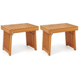 Tangkula Patio Foldable Side Table, Outdoor Folding Acacia Wood Coffee Table w/Slatted Tabletop