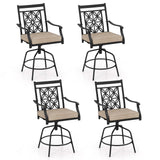 Tangkula Outdoor Swivel Bar Stools Set, Bar Height Patio Chairs with Seat Cushions