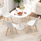 Tangkula Round Dining Table Set for 4, Kitchen Table Set with Padded Seat & Solid Wood Legs