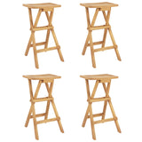 Tangkula Outdoor Bar Stools Set, No Assembly Foldable Teak Wood Bar Height Stool with Countered Seat & Footrest