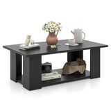 Tangkula 2-Tier Coffee Table, Modern Rectangular Center Cocktail Table with 5 Support Legs