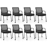 Tangkula Rolling Conference Room Chairs, Mobile Reception Chairs Office Guest Chairs with Integrated Armrests