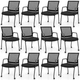 Tangkula Rolling Conference Room Chairs, Mobile Reception Chairs Office Guest Chairs with Integrated Armrests