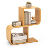 Tangkula Bamboo Geometric Bookshelf