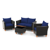 Tangkula Outdoor Conversation Set, Patio Cushioned Chairs w/Storage Coffee Table