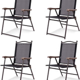 Tangkula Set of 2/4 Patio Folding Dining Chairs