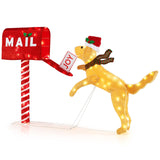 Tangkula 5.5 FT Christmas Lighted Mailbox & Dog, Xmas Decoration with 120 Warm White LED Lights