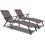 Tangkula Patio Lounge Chair Chaise, Adjustable Backrest
