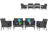 Tangkula Patio Furniture Set, Outdoor Wicker Conversation Set with Tempered Glass Coffee Table