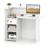 Tangkula Reception Desk, Front Counter Desk with Lockable Drawer & Adjustable Shelf