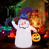 Tangkula 6 FT Halloween Inflatable Cute Ghost with Jack-O-Lantern