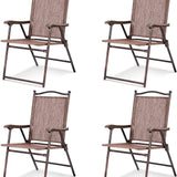 Tangkula Set of 2/4 Patio Folding Dining Chairs